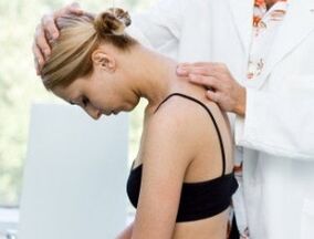 The doctor examines the neck to see if there is osteoarthritis